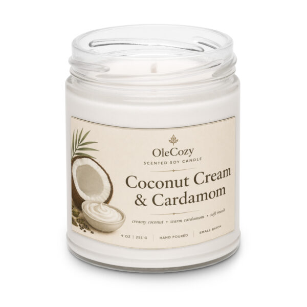 Coconut Cream and Cardamom Scented soy candle