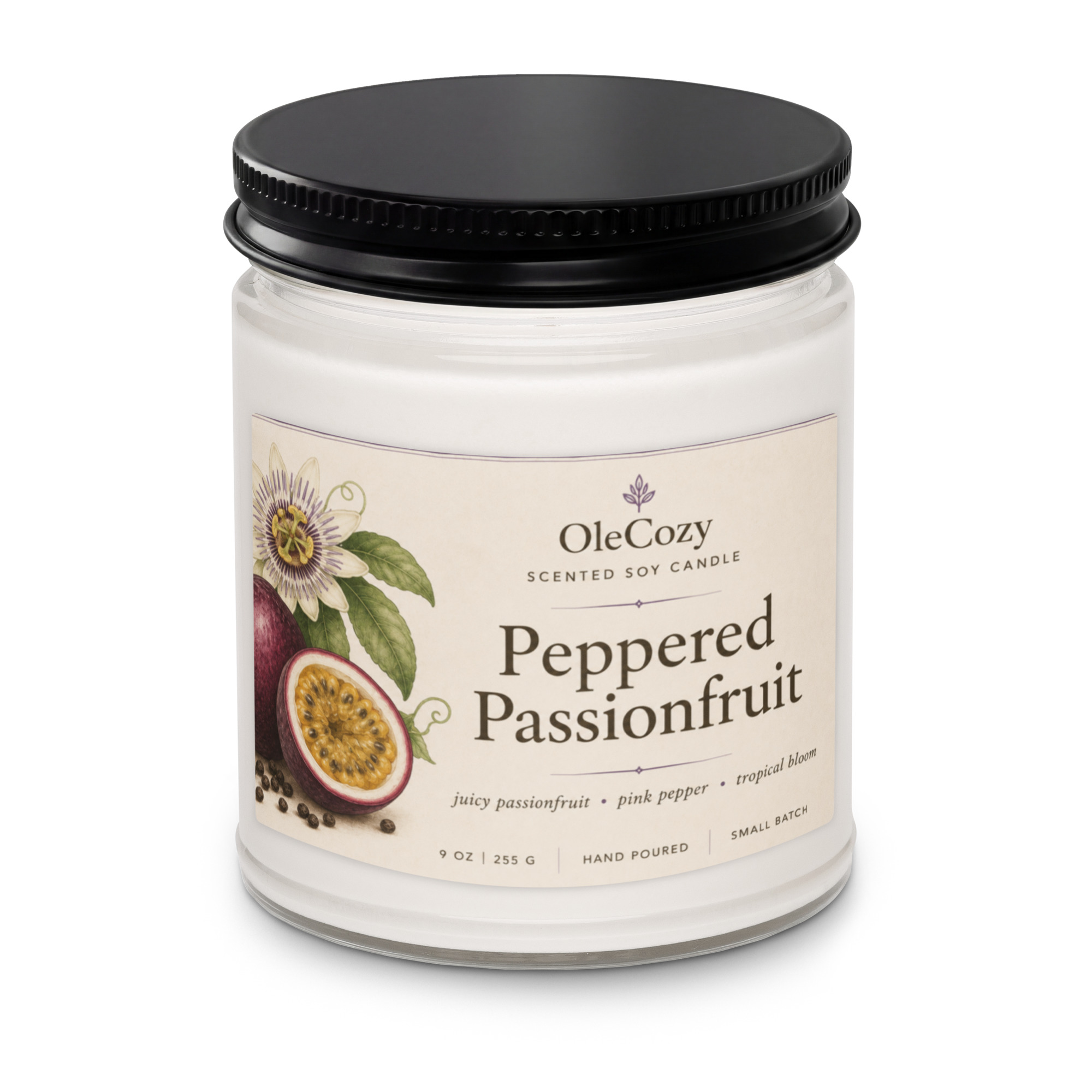 Peppered Passionfruit Scented soy candle - Image 3