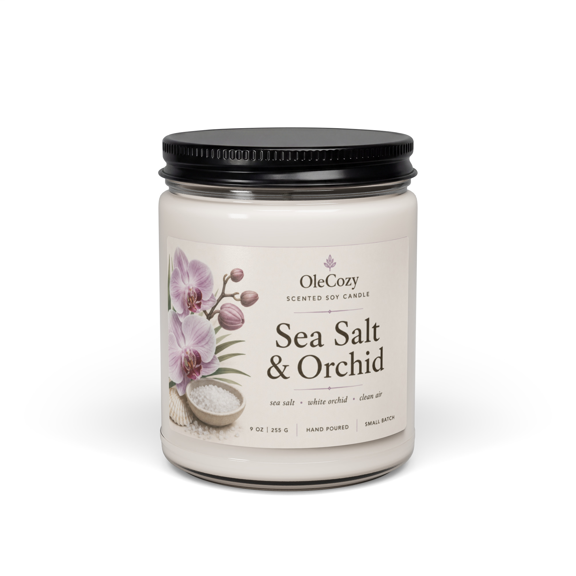 Sea Salt and Orchid Scented soy candle - Image 2