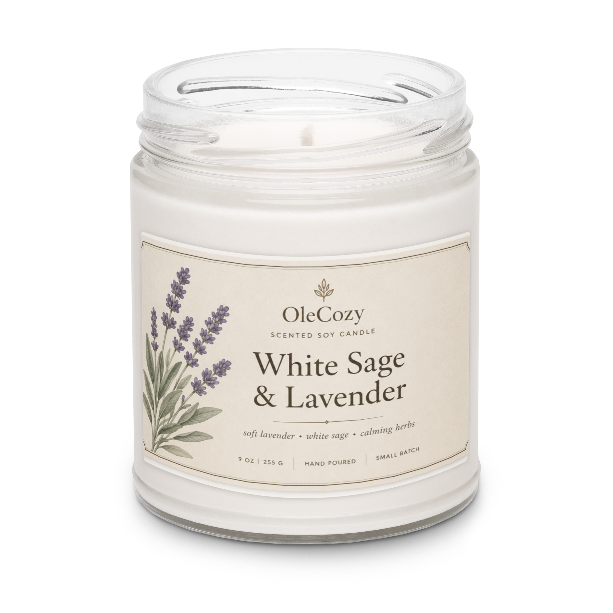 White Sage and Lavender Scented soy candle