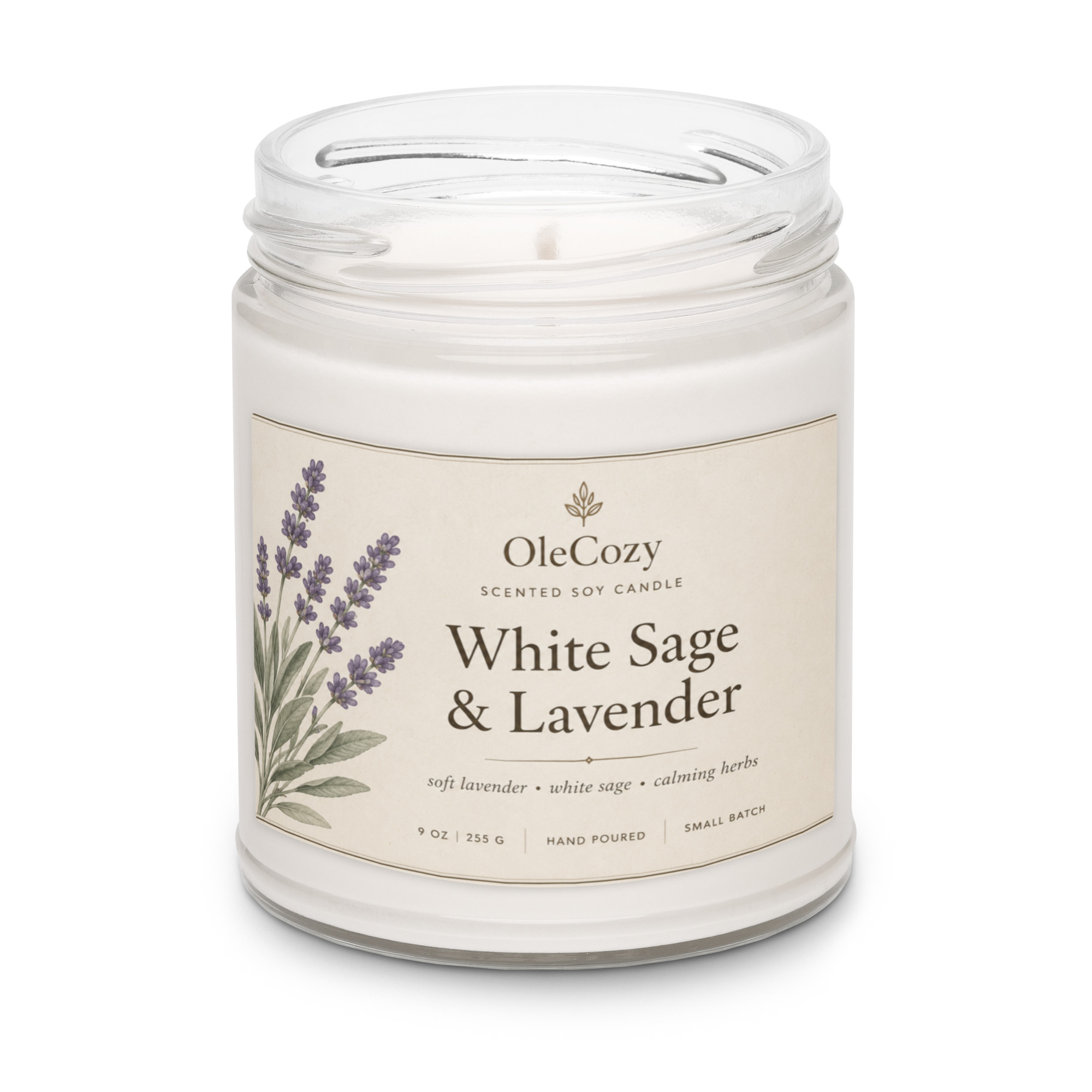 White Sage and Lavender Scented soy candle - Image 4