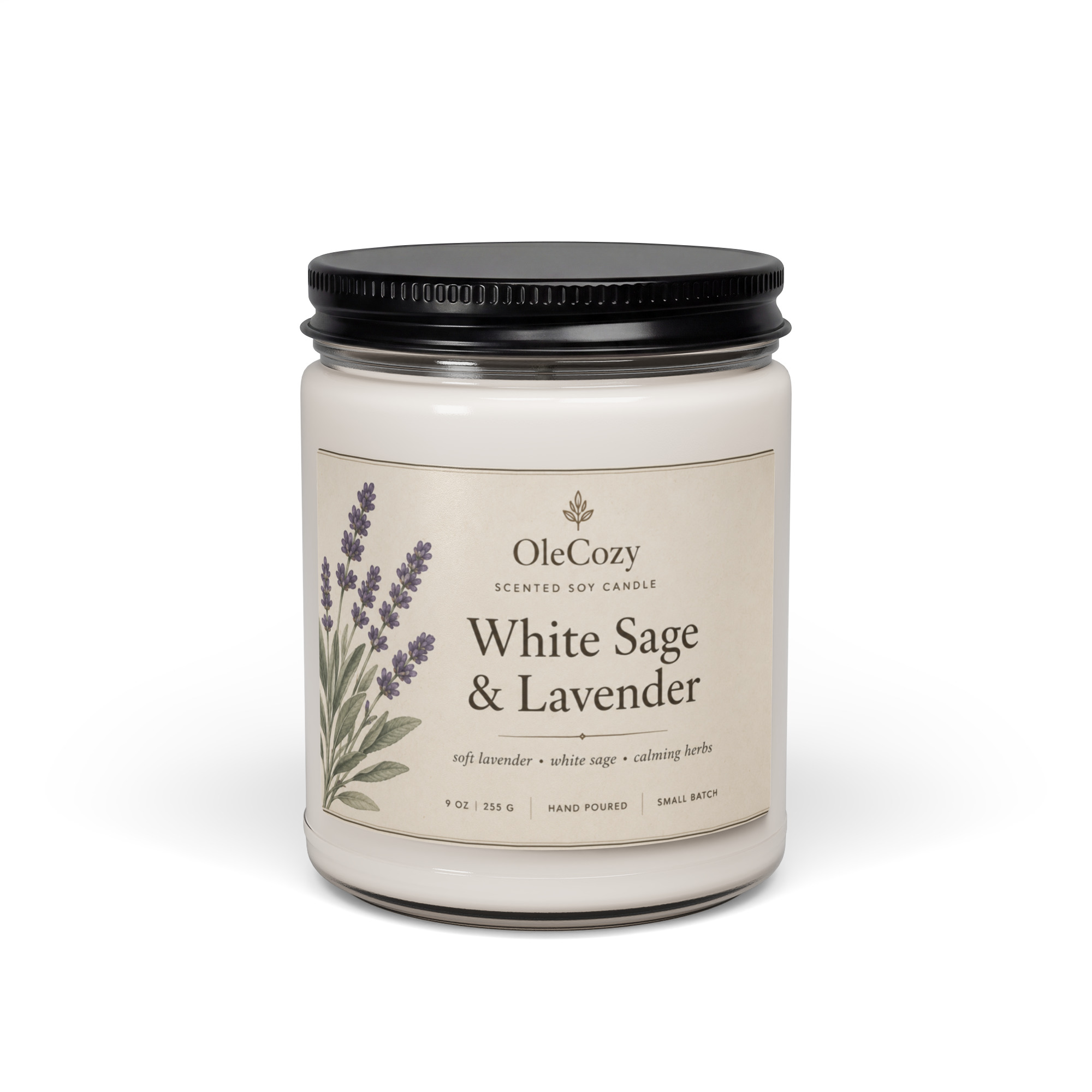White Sage and Lavender Scented soy candle - Image 5
